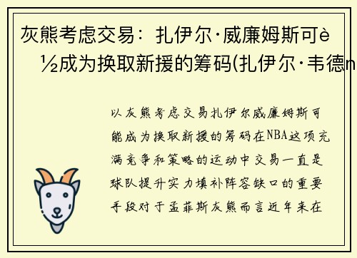 灰熊考虑交易：扎伊尔·威廉姆斯可能成为换取新援的筹码(扎伊尔·韦德nba)